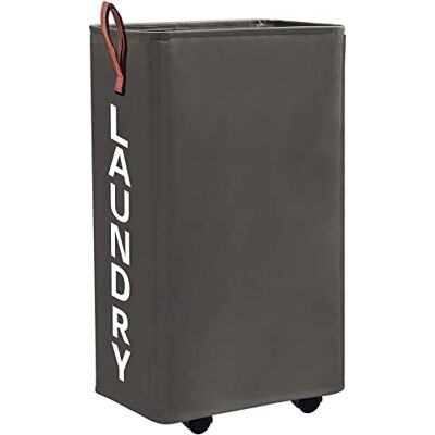 Homlikelan Cesta de lavandería plegable grande y estrecha, para colada independiente, delgada, rectangular con asas, cesto para ropa sucia, para esquina (gris, 65 L) Homlikelan Cesta de lavandería plegable grande y estrecha, para colada independiente, delgada, rectangular con asas, cesto para ropa sucia, para esquina (gris, 65 L)