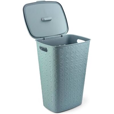 Curver Cesta para lavandería Softex 56L, diseño elegante, ligero, apilable y práctico, 70% reciclado, 59 x 43 x 34 cm, color azul Curver Cesta para lavandería Softex 56L, diseño elegante, ligero, apilable y práctico, 70% reciclado, 59 x 43 x 34 cm, color azul