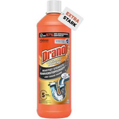 Drano Mr Muscle Limpiador de tuberías líquido para todo tipo de tuberías, elimina las obstrucciones severas de las tuberías, en gel, 1000 ml Drano Mr Muscle Limpiador de tuberías líquido para todo tipo de tuberías, elimina las obstrucciones severas de las tuberías, en gel, 1000 ml