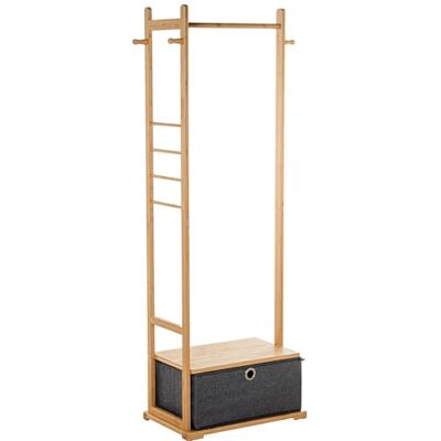 DRW Perchero Burro de Suelo de Madera con 1 Cajon Natural y Gris 66x35x160cm DRW Perchero Burro de Suelo de Madera con 1 Cajon Natural y Gris 66x35x160cm