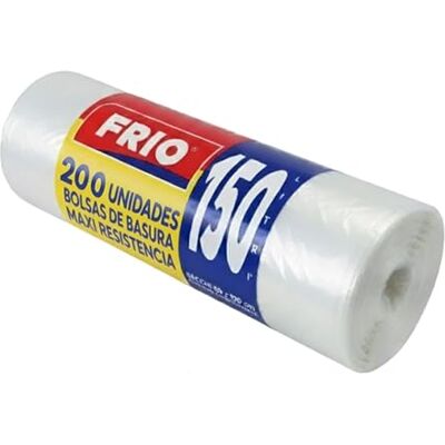 FRIO 200 bolsas de basura transparentes, 150 L, ultra resistentes con cierre de cordón, paquete XXL 80x120 cm, ideales para hogar, jardín, oficina y residuos comunitarios FRIO 200 bolsas de basura transparentes, 150 L, ultra resistentes con cierre de cordón, paquete XXL 80x120 cm, ideales para hogar, jardín, oficina y residuos comunitarios
