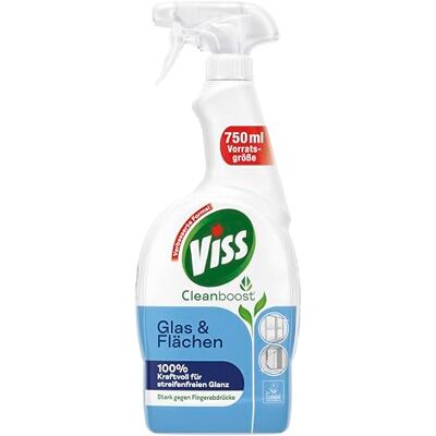 Viss Cleanboost Limpiador de cristales universal para cristales y superficies para un brillo sin rayas y fuerte contra huellas dactilares, 750 ml Viss Cleanboost Limpiador de cristales universal para cristales y superficies para un brillo sin rayas y fuerte contra huellas dactilares, 750 ml