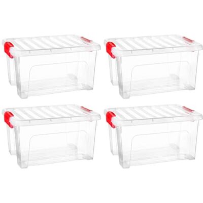 AC Pk de 4 Cajas de Almenamiento KLIP K1 Fabricado en plástico Contenedor para almenar Libros, Ropa, Mantas 30 x 40 x 21,5 cm 16,6 litros AC Pk de 4 Cajas de Almenamiento KLIP K1 Fabricado en plástico Contenedor para almenar Libros, Ropa, Mantas 30 x 40 x 21,5 cm 16,6 litros