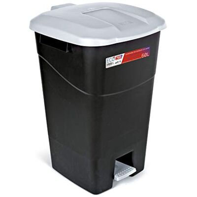 Tayg Contenedor de residuos 60 litros con Pedal, Base Negra y Tapa Gris Tayg Contenedor de residuos 60 litros con Pedal, Base Negra y Tapa Gris