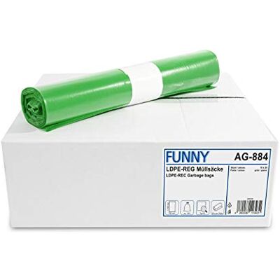 Funny - LDPE-Regenerat - Verde - 120 L - Bolsas de basura Funny - LDPE-Regenerat - Verde - 120 L - Bolsas de basura