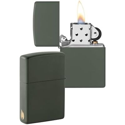 Zippo Encendedor a Prueba de Viento Diseño de Llama Verde Mate Recargable Reutilizable Diseño a Prueba de Viento Caja de Regalo Hecho en EEUU Exclusivo en Amazon Zippo Encendedor a Prueba de Viento Diseño de Llama Verde Mate Recargable Reutilizable Diseño a Prueba de Viento Caja de Regalo Hecho en EEUU Exclusivo en Amazon