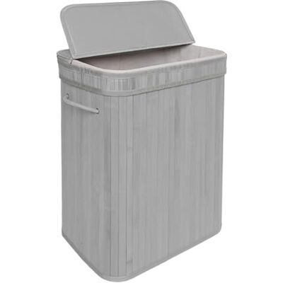 Relaxdays cesto para Ropa con Tapa, bambú, 72 l, Plegable (Al x An x Pr) 60 x 40 x 30 cm, baño, Gris Relaxdays cesto para Ropa con Tapa, bambú, 72 l, Plegable (Al x An x Pr) 60 x 40 x 30 cm, baño, Gris