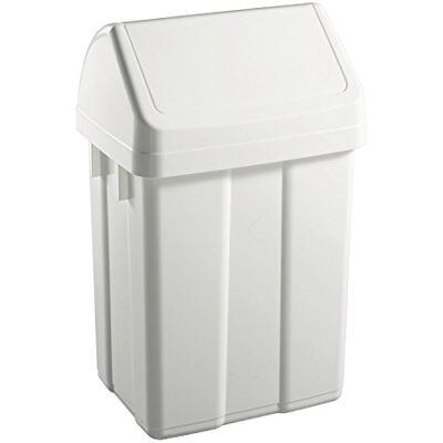 Tts De basura con tapa basculante cubo Colour blanco 12 L cubo de plástico con tapa basculante Tts De basura con tapa basculante cubo Colour blanco 12 L cubo de plástico con tapa basculante