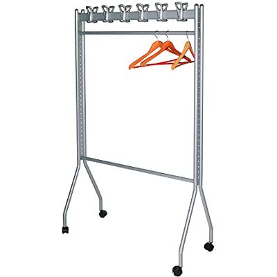 OFITURIA ® Vestidor Portátil con Ruedas Burro Perchero de Ropa Resistente Metálico Color Plata Capacidad hasta 30 Perchas Apto Parquet OFITURIA ® Vestidor Portátil con Ruedas Burro Perchero de Ropa Resistente Metálico Color Plata Capacidad hasta 30 Perchas Apto Parquet