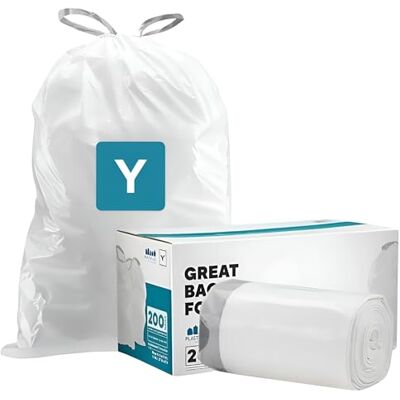 Plasticplace Simplehuman Code Y Bolsas de basura compatibles con cordón blanco, 30.4 galones/115 litros, 28.75 x 39 pulgadas, 100 unidades Plasticplace Simplehuman Code Y Bolsas de basura compatibles con cordón blanco, 30.4 galones/115 litros, 28.75 x 39 pulgadas, 100 unidades