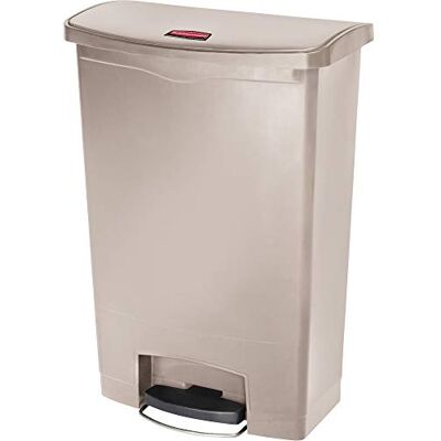 Rubbermaid Commercial Products Slim Jim Contenedor con pedal frontal, capacidad de 90 l, beige Rubbermaid Commercial Products Slim Jim Contenedor con pedal frontal, capacidad de 90 l, beige