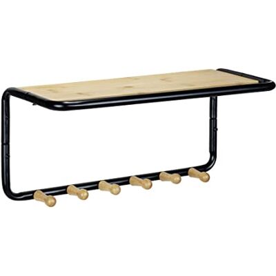 Wenko Perchero de Pared Loft, Negro/Natural Wenko Perchero de Pared Loft, Negro/Natural