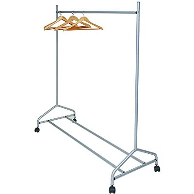 OFITURIA ® Vestidor Portátil con Ruedas Giratorias Burro Perchero de Ropa Resistente Metálico Color Plata Capacidad hasta 40 Perchas Apto Parquet OFITURIA ® Vestidor Portátil con Ruedas Giratorias Burro Perchero de Ropa Resistente Metálico Color Plata Capacidad hasta 40 Perchas Apto Parquet