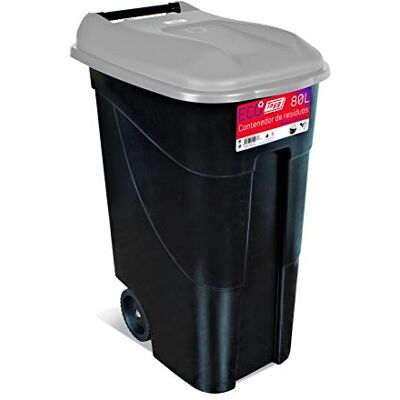 Tayg Tapa Gris Contenedor de residuos 80 litros con Base Negra Tayg Tapa Gris Contenedor de residuos 80 litros con Base Negra