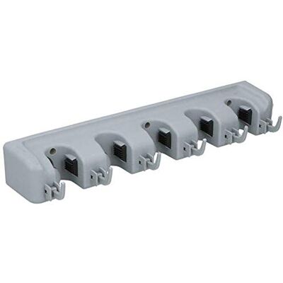 Soporte para Escoba de Pared BAKAJI - 5 Compartimentos, 6 Ganchos Soporte para Escoba de Pared BAKAJI - 5 Compartimentos, 6 Ganchos
