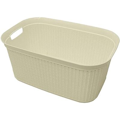 JVL Cesto de plástico para Colada con diseño Tejido, Forma Rectangular con Tapa, 50 litros JVL Cesto de plástico para Colada con diseño Tejido, Forma Rectangular con Tapa, 50 litros
