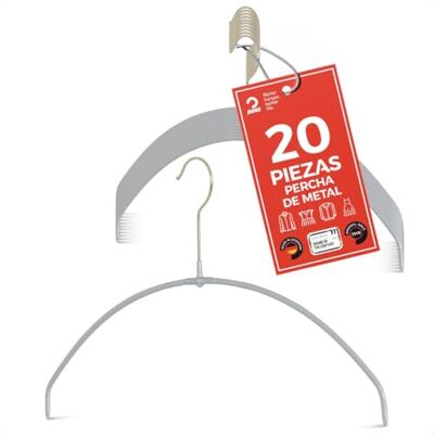 MAWA Perchas Light, Set de 20 Perchas Ahorra Espacio y Antideslizantes, Ideales para Camisetas, Tops y Suéteres Ligeros, Gancho Giratorio 360°, 40 cm, Platedo MAWA Perchas Light, Set de 20 Perchas Ahorra Espacio y Antideslizantes, Ideales para Camisetas, Tops y Suéteres Ligeros, Gancho Giratorio 360°, 40 cm, Platedo