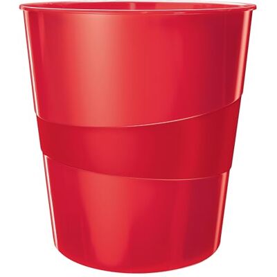 Leitz Papelera de plástico, 6 unidades, 15 litros, rojo, WOW, 52781026 Leitz Papelera de plástico, 6 unidades, 15 litros, rojo, WOW, 52781026