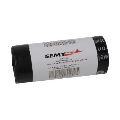 Semy Top Bolsas de basura (PEAD, 280 + 270 x 1000 mm extra, aprox. 60-90 litros, impresión por un lateral, con tira de PP, pack de 20 x 10 unidades), color negro Semy Top Bolsas de basura (PEAD, 280 + 270 x 1000 mm extra, aprox. 60-90 litros, impresión por un lateral, con tira de PP, pack de 20 x 10 unidades), color negro