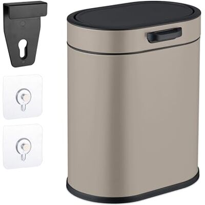 Relaxdays Cubo de Basura Pared, 5 litros, para Colgar o Pegar, Papelera Interior Extraíble, Basurero Cocina, Baño, Beige Relaxdays Cubo de Basura Pared, 5 litros, para Colgar o Pegar, Papelera Interior Extraíble, Basurero Cocina, Baño, Beige