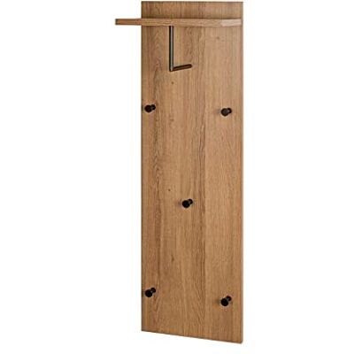 HAKU Perchero de pared roble, negro, MDF, metal Dim.: AN 30 cm x AL 100 cm x P 20 cm, Estilo: Moderno HAKU Perchero de pared roble, negro, MDF, metal Dim.: AN 30 cm x AL 100 cm x P 20 cm, Estilo: Moderno