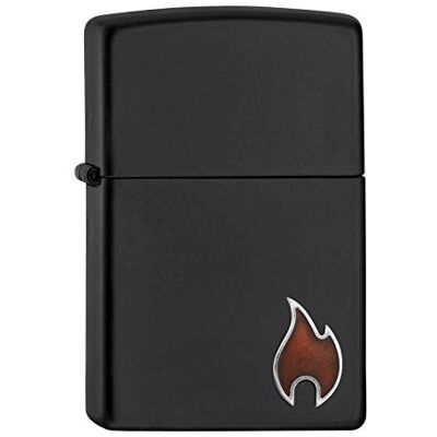 Zippo – Mechero de tormentas Little Flame, Mini Emblema Attached, Black Matte, Recargable, en Caja de Regalo Zippo – Mechero de tormentas Little Flame, Mini Emblema Attached, Black Matte, Recargable, en Caja de Regalo