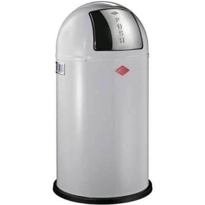 WESCO Pushboy Papelera de acero con recubrimiento en polvo, 50 litros de capacidad, tapa grande de acero inoxidable, recipiente interior extraíble WESCO Pushboy Papelera de acero con recubrimiento en polvo, 50 litros de capacidad, tapa grande de acero inoxidable, recipiente interior extraíble