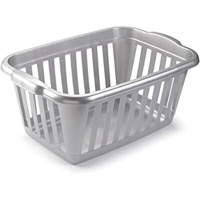 AC Cesta para la Ropa Sucia Forma Rectangular Fabricado en Plástico Cesto para la Colada Almenamiento 26 x 60 x 40 cm Color Plata AC Cesta para la Ropa Sucia Forma Rectangular Fabricado en Plástico Cesto para la Colada Almenamiento 26 x 60 x 40 cm Color Plata