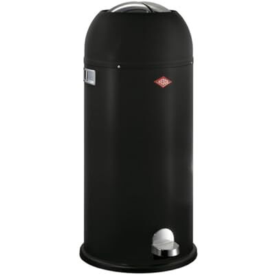 WESCO Kickmaster Maxi Cubo de basura de color negro mate, chapa de acero recubierta por pulverización, amortiguador integrado, volumen de 40 litros, gran apertura WESCO Kickmaster Maxi Cubo de basura de color negro mate, chapa de acero recubierta por pulverización, amortiguador integrado, volumen de 40 litros, gran apertura