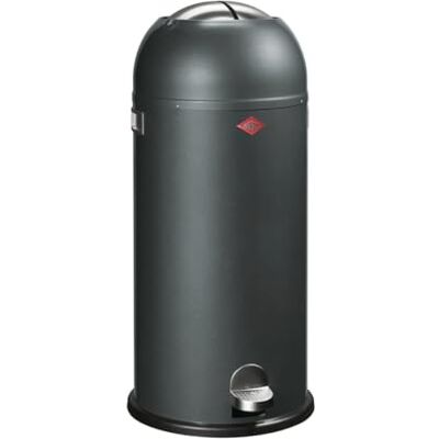 WESCO Kickmaster Maxi Cubo de basura (chapa de acero con recubrimiento en polvo, 40 litros de capacidad, gran ranura), color grafito WESCO Kickmaster Maxi Cubo de basura (chapa de acero con recubrimiento en polvo, 40 litros de capacidad, gran ranura), color grafito