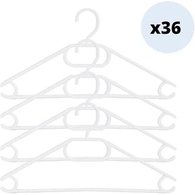 MSV Juego de 36 Perchas de Plástico Gran Resistencia y Capacidad de Carga, Lados Curvos, No Se Deforman para Todo Tipo de Ropa Blanco MSV Juego de 36 Perchas de Plástico Gran Resistencia y Capacidad de Carga, Lados Curvos, No Se Deforman para Todo Tipo de Ropa Blanco