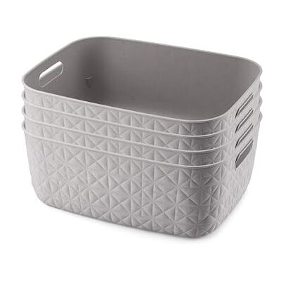 Curver Softex 4 cestas de almacenamiento de 12,5 L, material 100% reciclado, ligeras, para baño, sala de estar, cocina, color gris pardo Curver Softex 4 cestas de almacenamiento de 12,5 L, material 100% reciclado, ligeras, para baño, sala de estar, cocina, color gris pardo