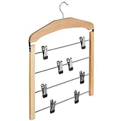 Relaxdays Percha múltiple de Madera, Antideslizante, Pantalones, Faldas, Pack de 1, HxLxP: 45,5x39x2,5 cm, Plata/Natural Relaxdays Percha múltiple de Madera, Antideslizante, Pantalones, Faldas, Pack de 1, HxLxP: 45,5x39x2,5 cm, Plata/Natural