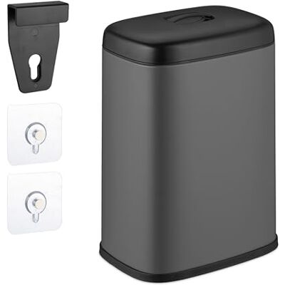 Relaxdays Cubo de Basura Pared, 5 litros, para Colgar o Pegar, Papelera Interior Extraíble, Basurero Cocina, Baño, Gris Relaxdays Cubo de Basura Pared, 5 litros, para Colgar o Pegar, Papelera Interior Extraíble, Basurero Cocina, Baño, Gris