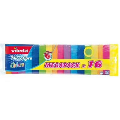 Vileda Set de 16 bayetas Microfibras Colors, Colores Variados, 30 x 30 cm, 16 Unidades Vileda Set de 16 bayetas Microfibras Colors, Colores Variados, 30 x 30 cm, 16 Unidades