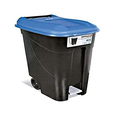 Tayg Contenedor de residuos con Pedal, Base Negra y Tapa Azul, 80 litros Tayg Contenedor de residuos con Pedal, Base Negra y Tapa Azul, 80 litros