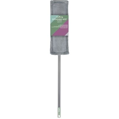JVL Mopa extendida de Microfibra, Limpiador de Suelos Planos con Mango Largo, Lavable a máquina y Cabezal de Limpieza Reutilizable, Color Gris JVL Mopa extendida de Microfibra, Limpiador de Suelos Planos con Mango Largo, Lavable a máquina y Cabezal de Limpieza Reutilizable, Color Gris