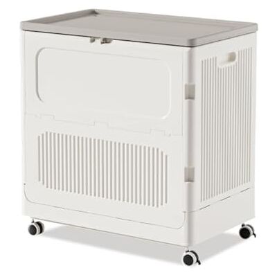 Wintem Cesta para la colada de 123 l con tapa y ruedas, estructura vertical que ahorra espacio para la cesta de la suciedad, fácil de mover y limpiar Wintem Cesta para la colada de 123 l con tapa y ruedas, estructura vertical que ahorra espacio para la cesta de la suciedad, fácil de mover y limpiar