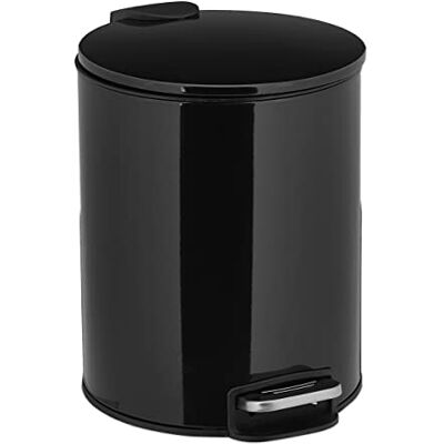 Relaxdays Cubo Basura, 5 litros, Mecanismo Automático, Bote Interior Extraíble, Papelera Baño, Metal, con Pedal, Negro Relaxdays Cubo Basura, 5 litros, Mecanismo Automático, Bote Interior Extraíble, Papelera Baño, Metal, con Pedal, Negro