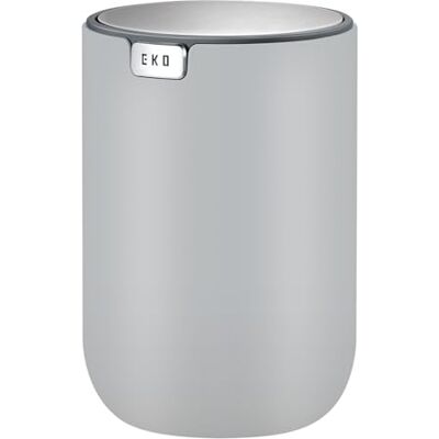 EKO Mini cubo de basura de escritorio con tapa abatible de 0.4 galones, mesa pequeña redonda para oficina, hogar, coche (gris) EKO Mini cubo de basura de escritorio con tapa abatible de 0.4 galones, mesa pequeña redonda para oficina, hogar, coche (gris)