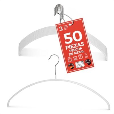 MAWA Perchas, Set de 50 Perchas Ahorra Espacio y Antideslizantes, Ideales para Camisetas y Suéteres, Gancho Giratorio 360°, Revestimiento Antideslizante, 40 cm, Blanco MAWA Perchas, Set de 50 Perchas Ahorra Espacio y Antideslizantes, Ideales para Camisetas y Suéteres, Gancho Giratorio 360°, Revestimiento Antideslizante, 40 cm, Blanco