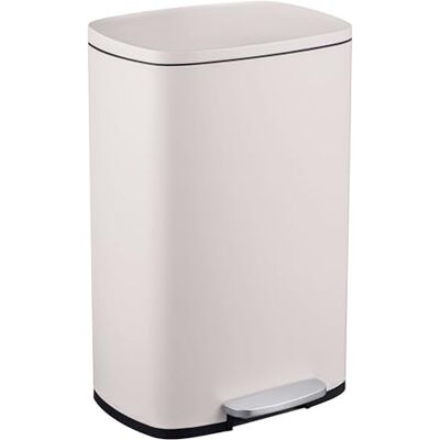 Relaxdays Cubo de basura de cocina de 50 litros, cubo interior extraíble, pedal de pie, cierre suave, acero inoxidable, cubo de basura con pedal, color beige Relaxdays Cubo de basura de cocina de 50 litros, cubo interior extraíble, pedal de pie, cierre suave, acero inoxidable, cubo de basura con pedal, color beige