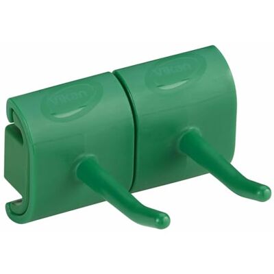Vikan Soporte de pared higiénico, módulo de gancho doble, color verde Vikan Soporte de pared higiénico, módulo de gancho doble, color verde