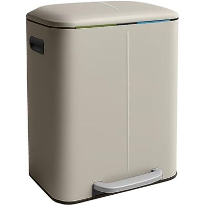 Relaxdays Cubo de Basura , 2 Compartimentos, 2 x 20 l, Cubos extraíbles, Cierre Suave, Pedal, Metal, Beige Relaxdays Cubo de Basura , 2 Compartimentos, 2 x 20 l, Cubos extraíbles, Cierre Suave, Pedal, Metal, Beige
