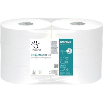Papernet Maxi Jumbo Papel Higiénico Dissolve Tech 6 rollos de 500 mt ideal para lugares de alto trafico Papernet Maxi Jumbo Papel Higiénico Dissolve Tech 6 rollos de 500 mt ideal para lugares de alto trafico