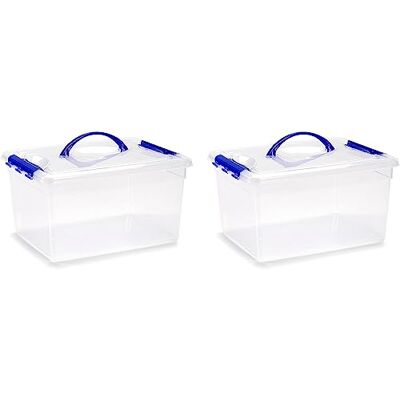AC Pk de 2 Cajas de Almenamiento con Asa Fabricado en plástico Contenedor para almenar Libros, Ropa, Mantas N.º 9-18 x 34 x 27 cm 12 litros AC Pk de 2 Cajas de Almenamiento con Asa Fabricado en plástico Contenedor para almenar Libros, Ropa, Mantas N.º 9-18 x 34 x 27 cm 12 litros