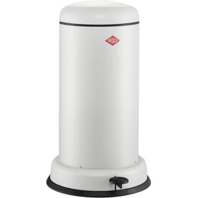 WESCO Baseboy Cubo de basura en color blanco mate, chapa de acero pulverizada, 20 litros de volumen, inserto de metal, amortiguador integrado, pie de metal con superficie de goma WESCO Baseboy Cubo de basura en color blanco mate, chapa de acero pulverizada, 20 litros de volumen, inserto de metal, amortiguador integrado, pie de metal con superficie de goma