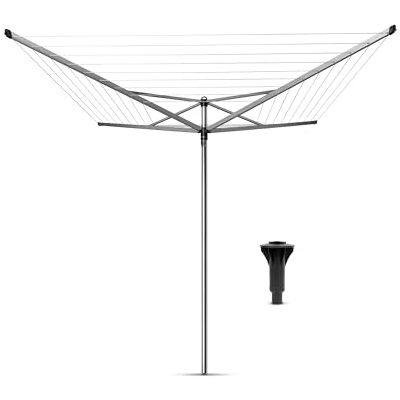 Brabantia Tendedero Rotary Topspinner con Soporte de hormigón Sistema Tipo Paraguas Cuerdas resisitentes a los Rayos UV Antideslizantes Gira con Facilidad Metallic Gris 40m Brabantia Tendedero Rotary Topspinner con Soporte de hormigón Sistema Tipo Paraguas Cuerdas resisitentes a los Rayos UV Antideslizantes Gira con Facilidad Metallic Gris 40m