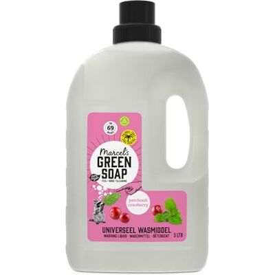 Marcel's Green Soap Detergente universal de pachulí y arándano rojo, 3 L (69 lavados), vegano, sin aceite de palma, sin microplásticos, antimanchas, a partir de 20 °C, botella de reciclaje Marcel's Green Soap Detergente universal de pachulí y arándano rojo, 3 L (69 lavados), vegano, sin aceite de palma, sin microplásticos, antimanchas, a partir de 20 °C, botella de reciclaje