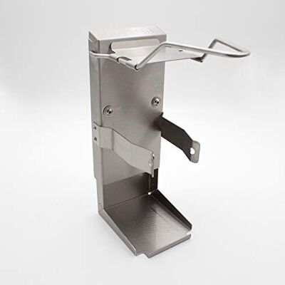 Clean-4-Health Dispensador de desinfectante universal con palanca de brazo, ajustable a diferentes tamaños de envase hasta botellas de 1 litro, para mesa o montaje en pared Clean-4-Health Dispensador de desinfectante universal con palanca de brazo, ajustable a diferentes tamaños de envase hasta botellas de 1 litro, para mesa o montaje en pared